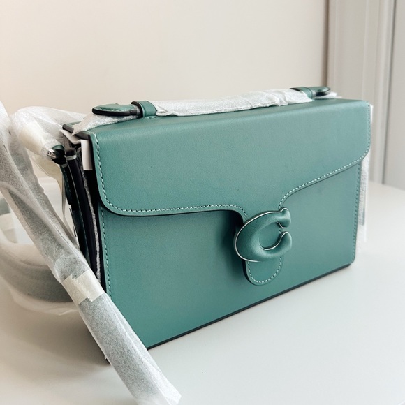 NWT Coach Tabby Box Bag in Glovetanned Leather Aquamarine Green CH750 Crossbody - Picture 2 of 11
